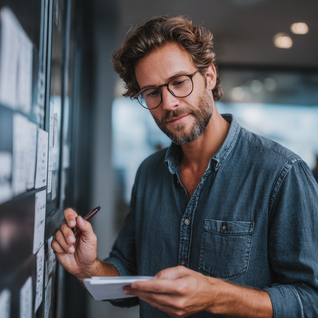 SERVERIZZ_Entrepreneur_looking_at_their_to-do_list_checking_o_3b6ce8ae-e2e2-4782-a51f-c38114bd3565_0